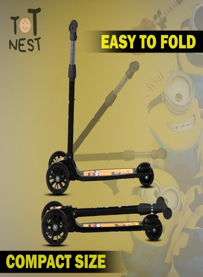 TOT NEST Scooter for Kids, 3 Wheel Kids Scooter Smart Kick Scooter with Foldable & Height Adjustable Handle & Extra-Wide LED PU Wheels & Brake, Skate Scooter for Kids (Crazy Yellow) - Image 4